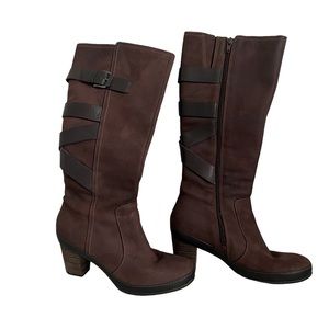 Clarks Artisan Gallery Brush Brown Leather Knee High Boots Women's 6.5